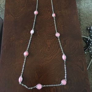Silver and pink necklace